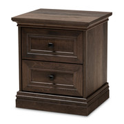 Baxton Studio Nolan Walnut Brown Finished 2-Drawer Wood Nightstand 162-10438